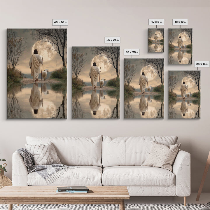 Blue Pasture Calm | Framed Canvas Print | Christian Art Canvas | Jesus Painting | Christian Wall Art | Moody Christian Art | Framed Christm
