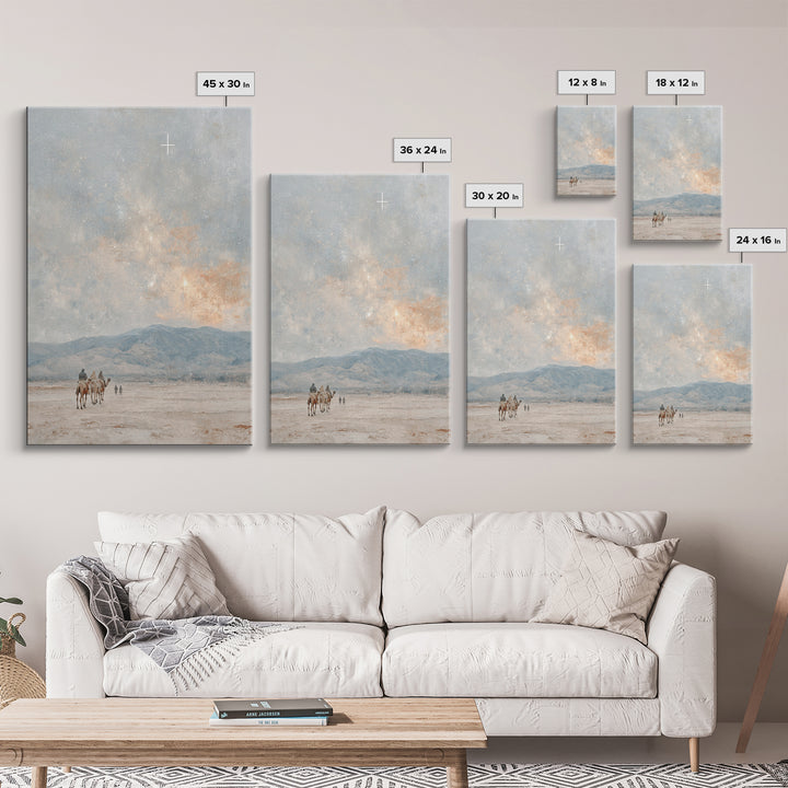 Starry Pilgrims Journey – Framed Canvas Print – Christian Wall Art – Christian Art Canvas – Christmas Art – Christian Christmas Art – Uniqu