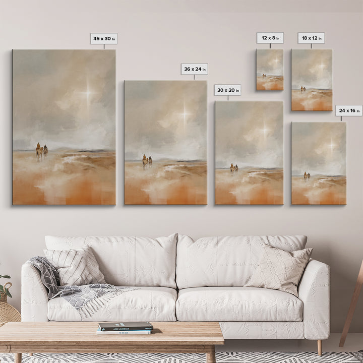 Desert Star Path, Framed Canvas Print, Christian Art Canvas, Christmas Art, Christian Wall Art, Minimalist Christian Art, Christian Christm