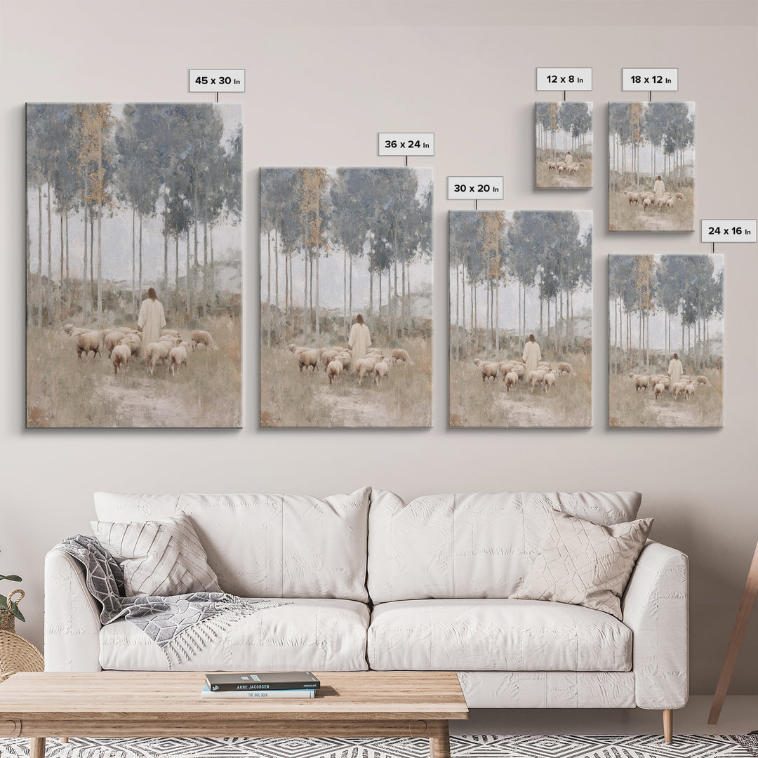 Quiet Shepherd Woods, Framed Canvas Print, Christian Art Canvas, Christian Art, Christian Wall Art, Minimalist Christian Art, Christian Pai