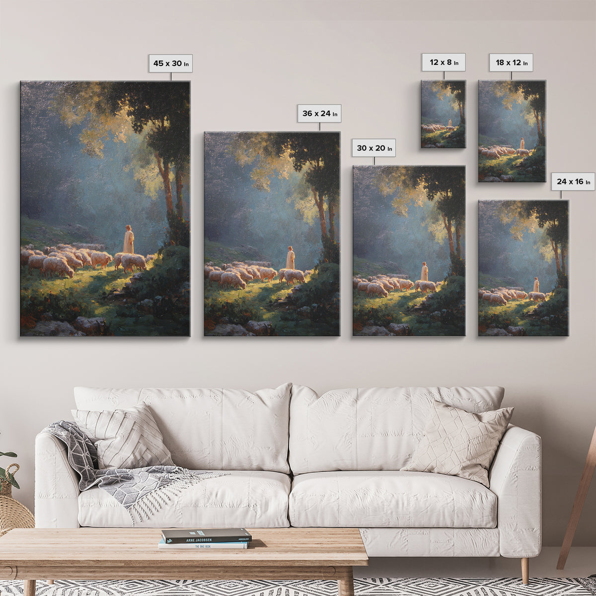 Morning Pasture Light | Framed Canvas Print | Christian Art Canvas | Christian Wall Art | Jesus Painting | Modern Christian Painting | Chri