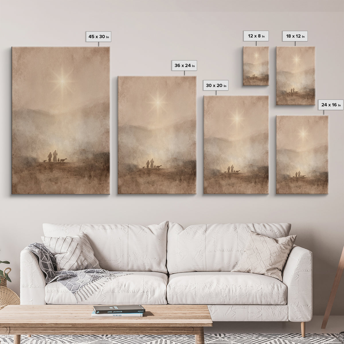 Desert Star Rise – Framed Canvas Print – Christian Christmas Art – Christmas Art Prints – Christian Art Canvas – Christian Wall Art