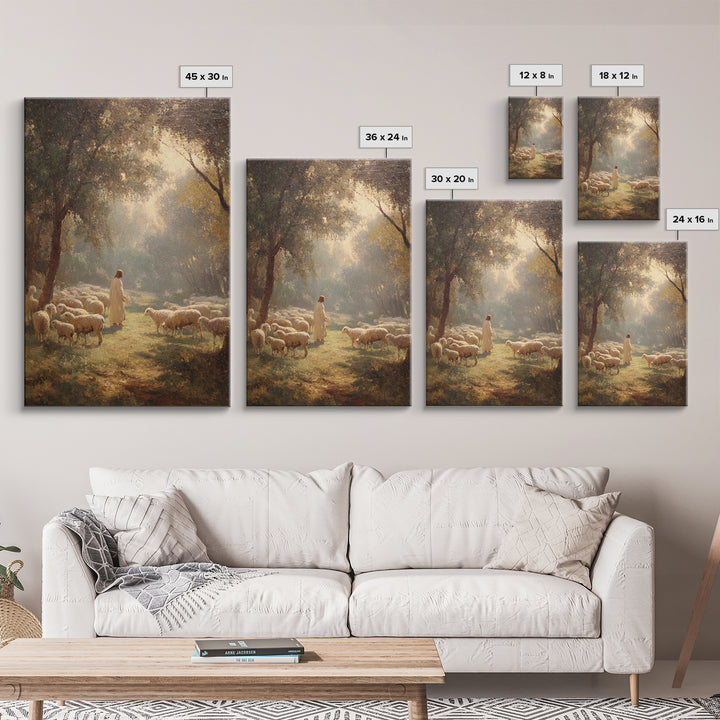 Shepherd’s Peace Meadow – Framed Canvas Print – Christian Wall Art – Jesus Painting – Christian Art Canvas – Christian Art Print – Large Ch