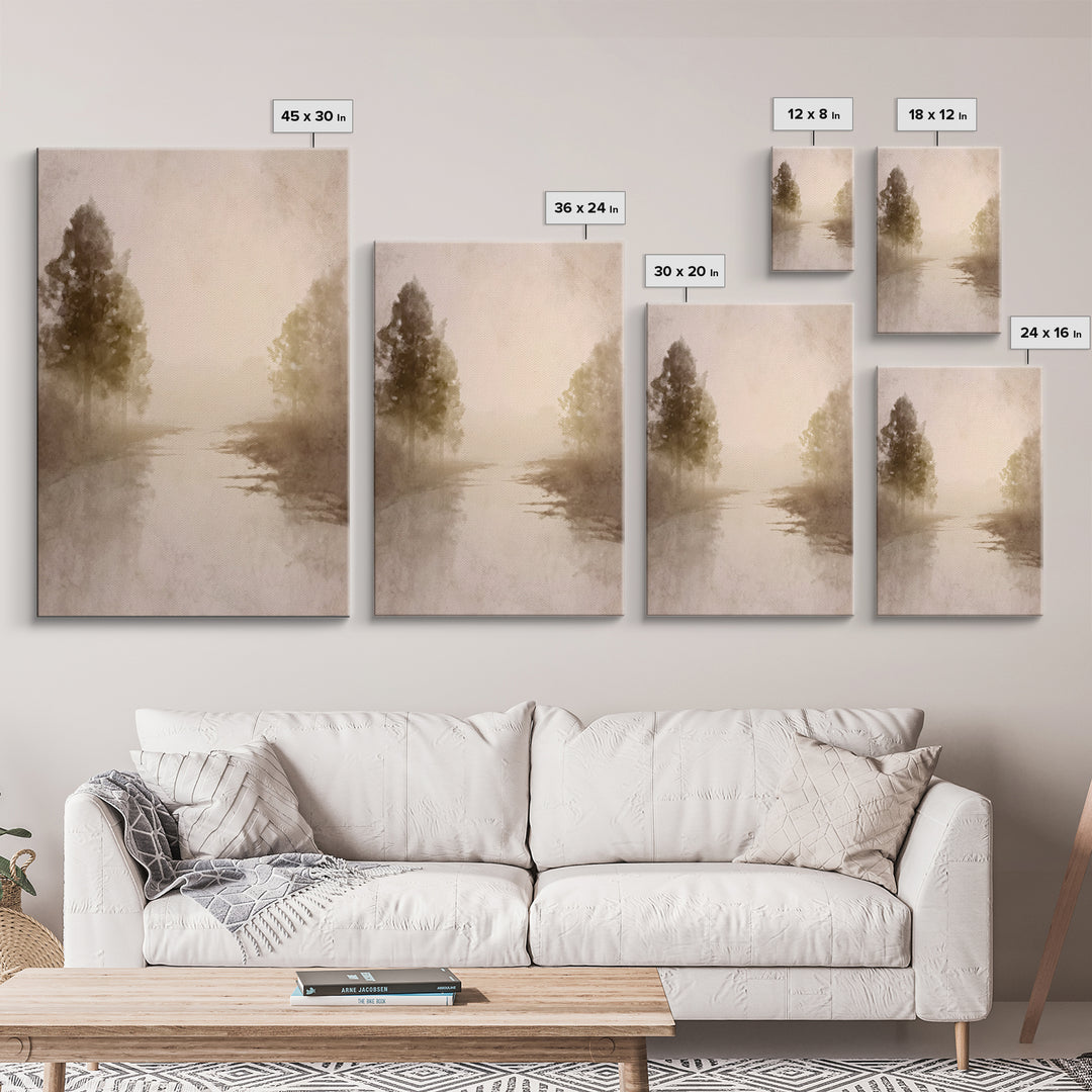 Misty River Hope – Framed Canvas Print – Christian Art Canvas – Christian Wall Art – Subtle Christian Art – Christmas Art – Christian Decor