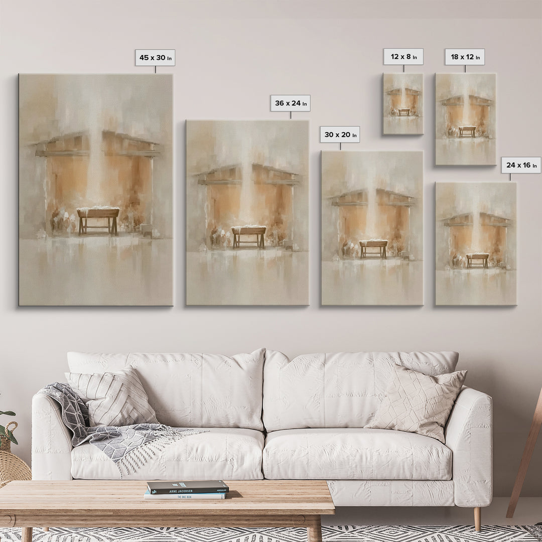 Holy Manger Light | Framed Canvas Print | Christian Art Canvas | Christmas Wall Art | Christian Christmas Art | Subtle Christian Art | Chri