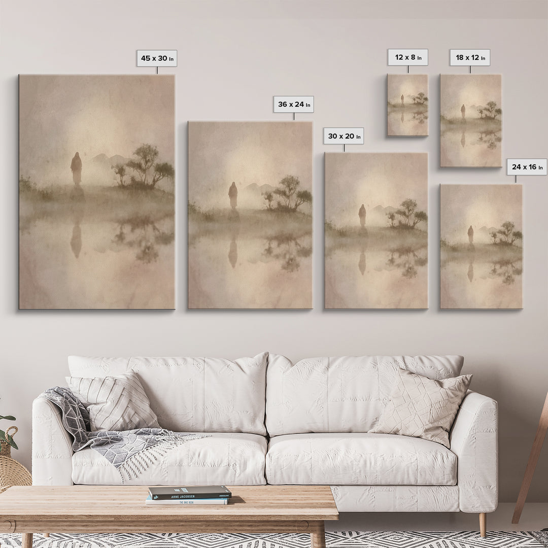 Desert Halo – Framed Canvas Print – Christian Art – Christian Wall Art – Jesus Painting – Christian Christmas Decorations – Modern Christia
