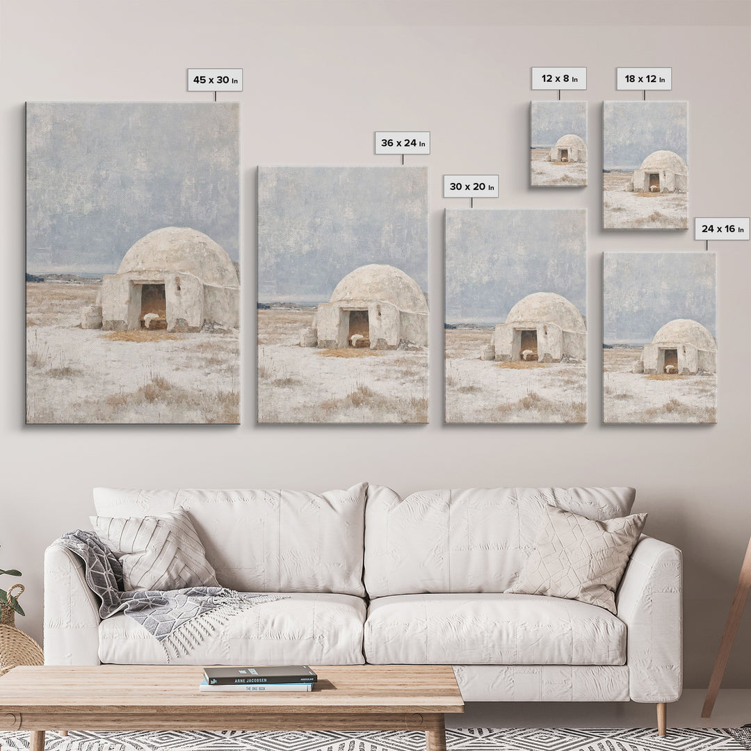 Humble Shelter Grace | Framed Canvas Print | Christian Art Canvas | Christmas Art Prints | Christian Wall Art | White Christmas Art | Chris