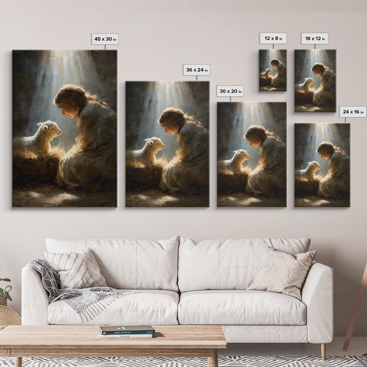 Lamb of Peace – Framed Canvas Print – Jesus Art Print – Christian Paintings – Christian Art Work – Christian Gift Ideas – Christian Wall Ar
