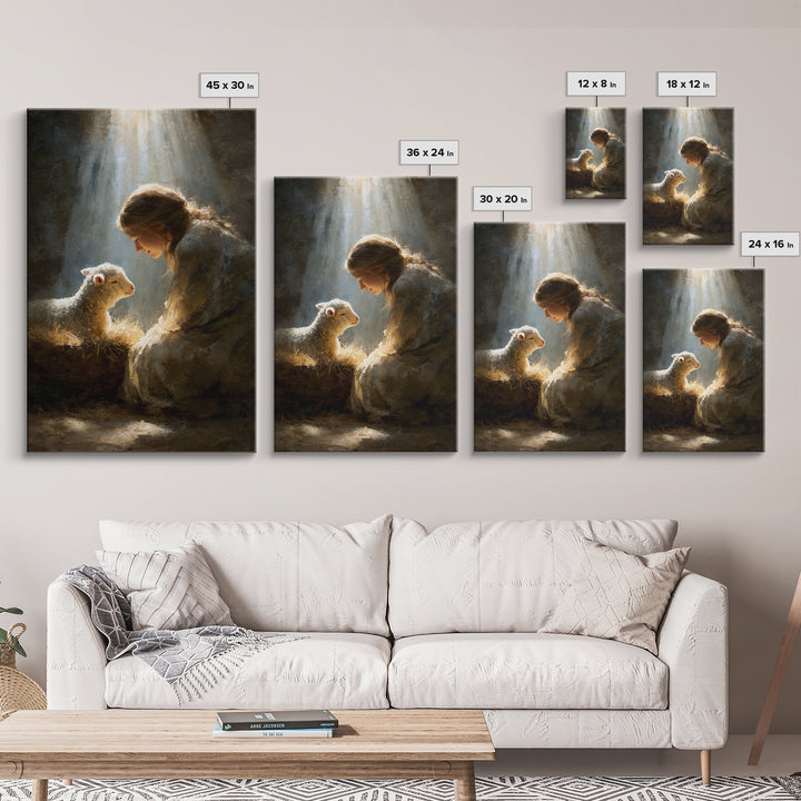 Lamb of Peace – Framed Canvas Print – Jesus Art Print – Christian Paintings – Christian Art Work – Christian Gift Ideas – Christian Wall Ar