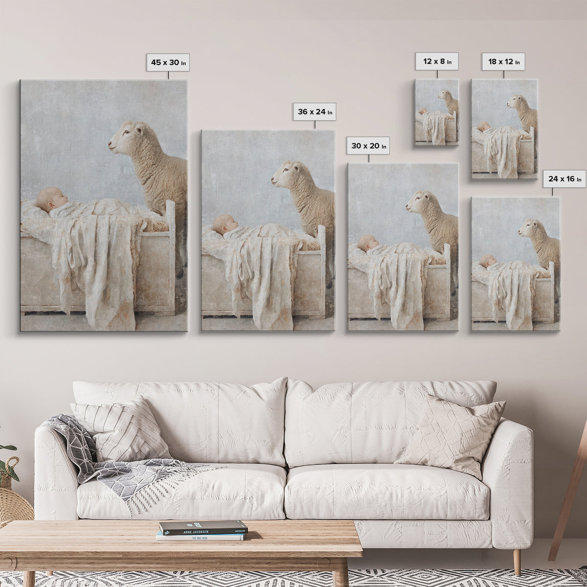 Gentle Manger Peace – Framed Canvas Print – Christian Wall Art – Christian Christmas Art – Jesus Painting – Christian Art Canvas – Christma