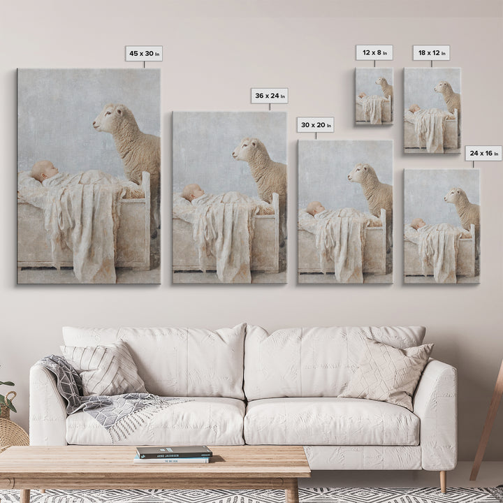 Gentle Manger Peace – Framed Canvas Print – Christian Wall Art – Christian Christmas Art – Jesus Painting – Christian Art Canvas – Christma