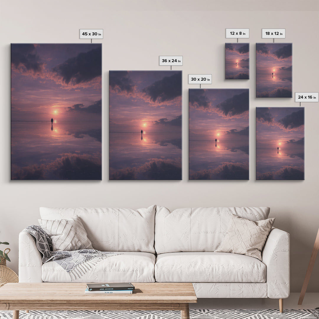 Twilight Solemn Journey, Framed Canvas Print, Christian Wall Art, Christian Art Canvas, Moody Christian Art, Christian Painting, Christian