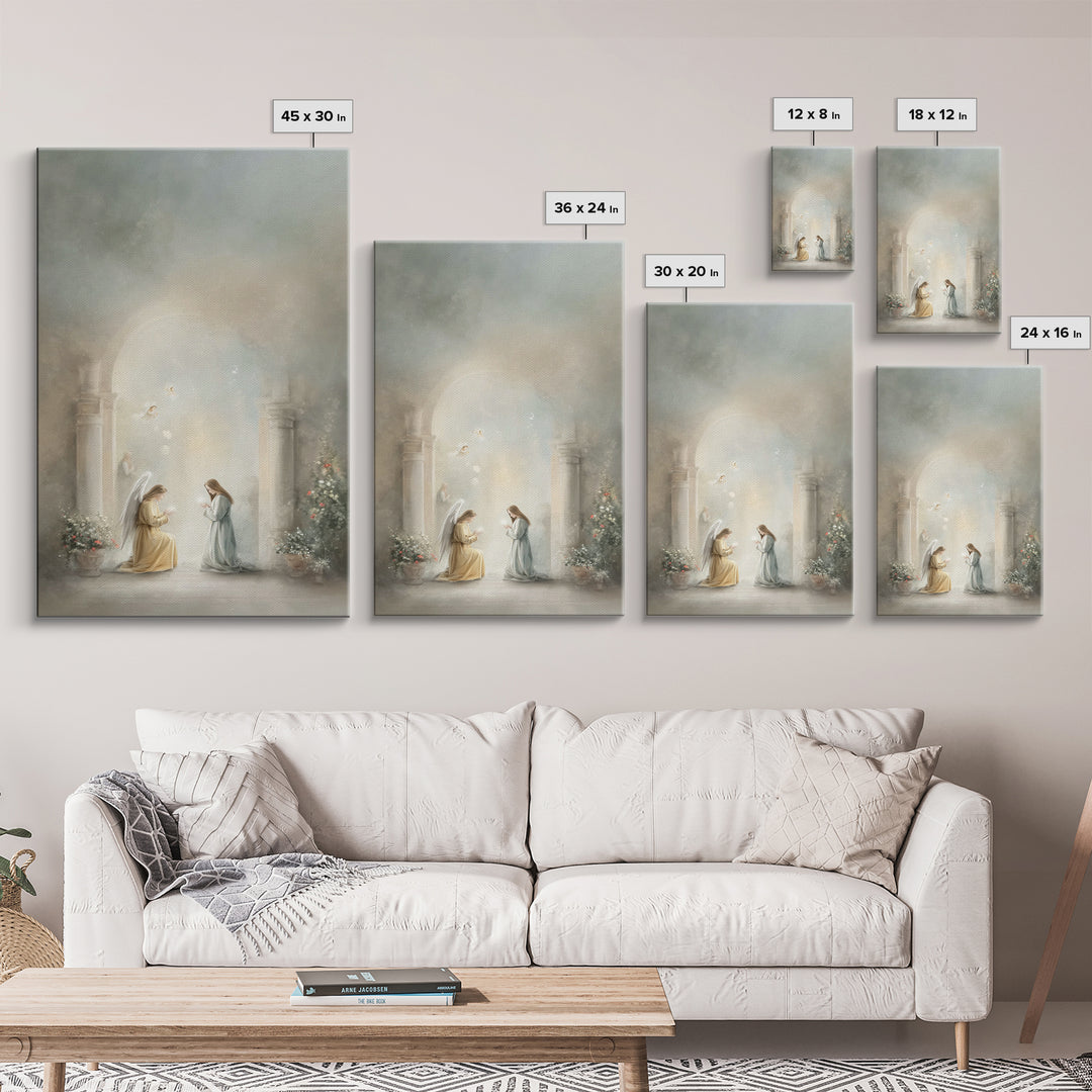 Heavenly Annunciation – Framed Canvas Print – Christian Wall Art – Christian Art Canvas – Vintage Christian Art – Christian Christmas Art