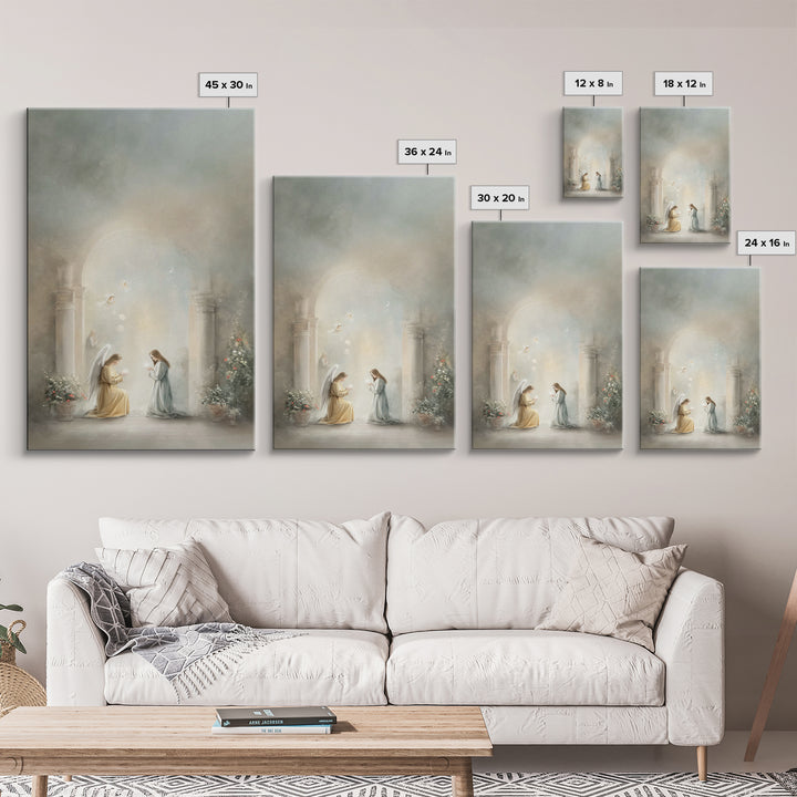 Heavenly Annunciation – Framed Canvas Print – Christian Wall Art – Christian Art Canvas – Vintage Christian Art – Christian Christmas Art