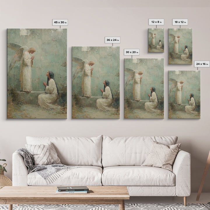 Angel Of Grace | Framed Canvas Print | Christian Art | Christian Wall Art | Christian Art Canvas | Vintage Christian Painting | Christian G