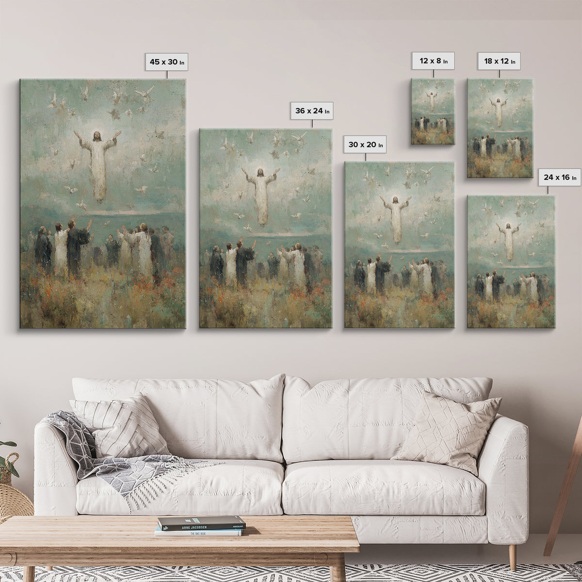 Ascension Light, Framed Canvas Print, Christian Art Canvas, Christian Wall Art, Jesus Painting, Modern Christian Painting, Christian Christ
