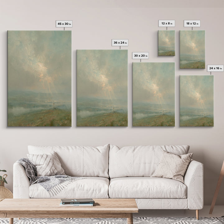 Cross On Horizon – Framed Canvas Print – Christian Art Work – Christian Wall Art – Subtle Christian Art – Christian Art Canvas – Christian