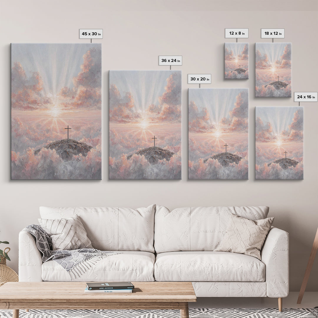 Dawn Of Salvation, Framed Canvas Print, Christian Wall Art, Christian Art Canvas, Modern Christian Art, Christian Paintings, Christian Deco
