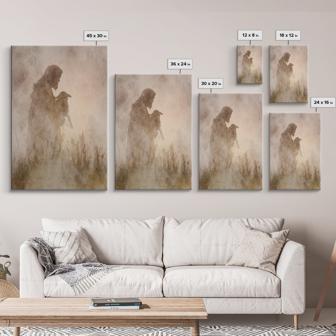 Shepherd Of Light, Framed Canvas Print, Christian Wall Art, Jesus Painting, Christian Art Canvas, Subtle Christian Art, Christian Decor For
