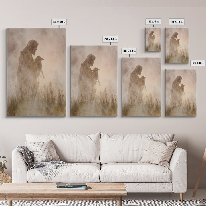 Shepherd Of Light, Framed Canvas Print, Christian Wall Art, Jesus Painting, Christian Art Canvas, Subtle Christian Art, Christian Decor For