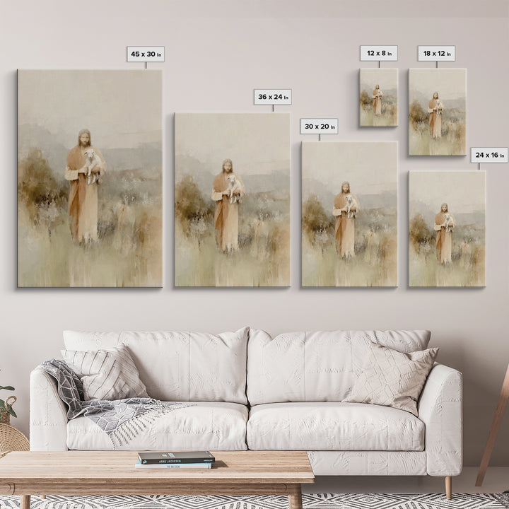 Shepherd’s Embrace, Framed Canvas Print, Christian Art Prints, Jesus Painting Canvas, Moody Christian Art, Christian Art Canvas, Christian