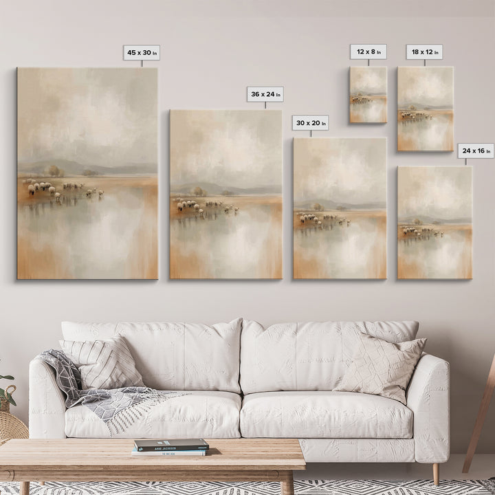 Quiet Pasture Dawn, Framed Canvas Print, Christian Wall Art, Christian Art Canvas, Subtle Christian Art, Christmas Art Prints, Modern Chris
