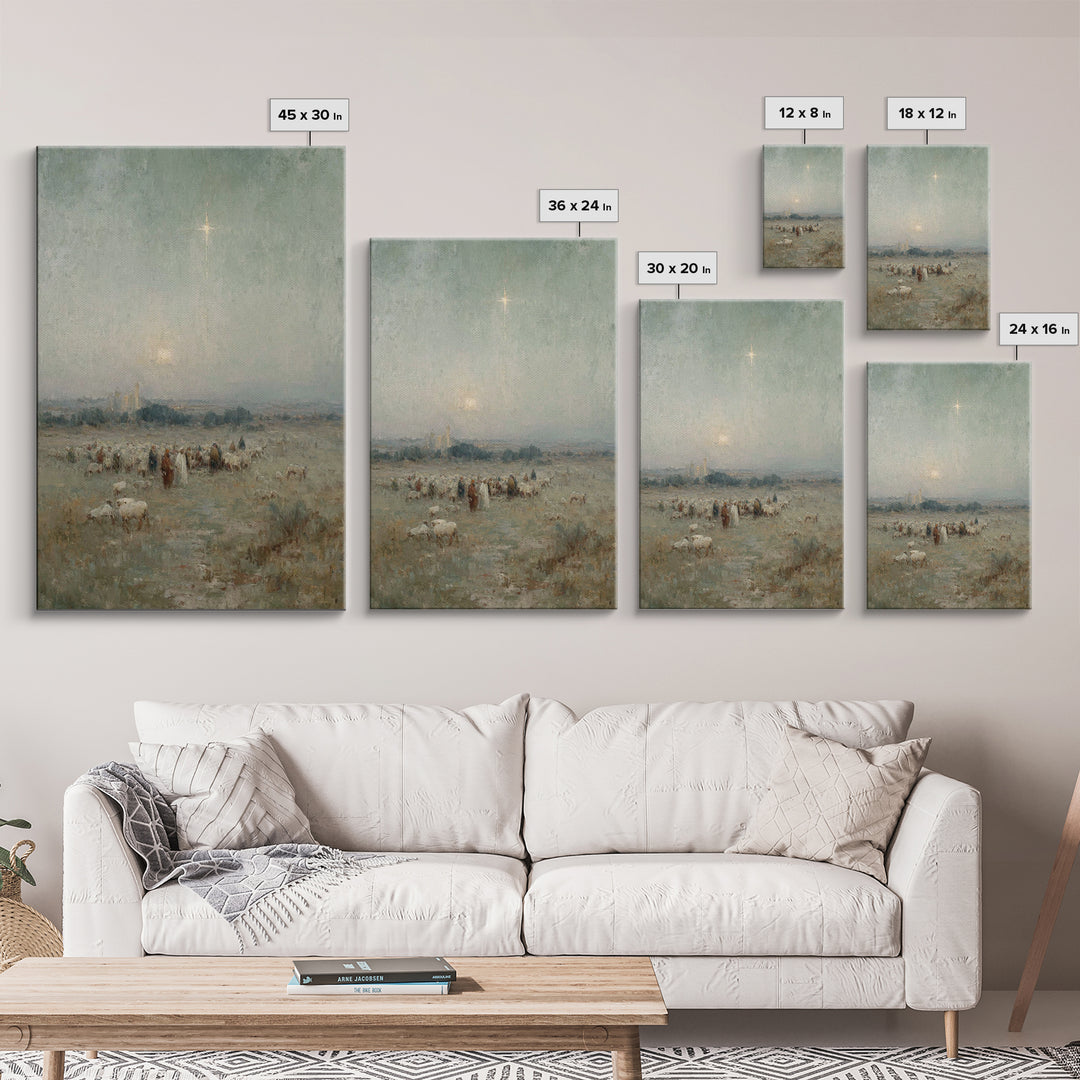 Star Of Bethlehem – Framed Canvas Print – Christian Wall Art – Christmas Art Prints – Christian Art Canvas – Vintage Christian Art – Christ