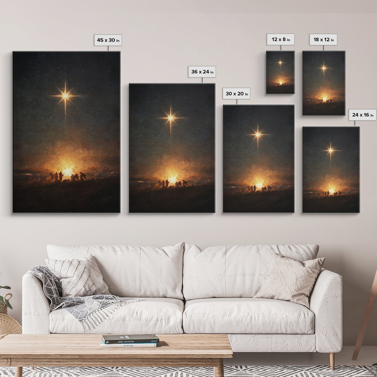 Night Of Wonder, Framed Canvas Print, Christian Christmas Art, Christian Wall Art, Christmas Canvas Wall Art, Moody Christmas Art, Christia