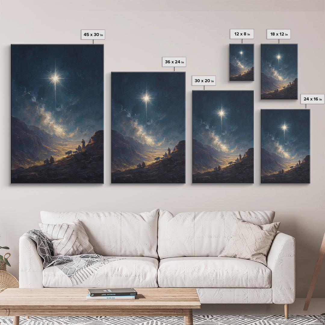 Starry Path – Framed Canvas Print – Christian Christmas Art – Christian Art Canvas – Christmas Wall Art – Modern Christian Art – Christian