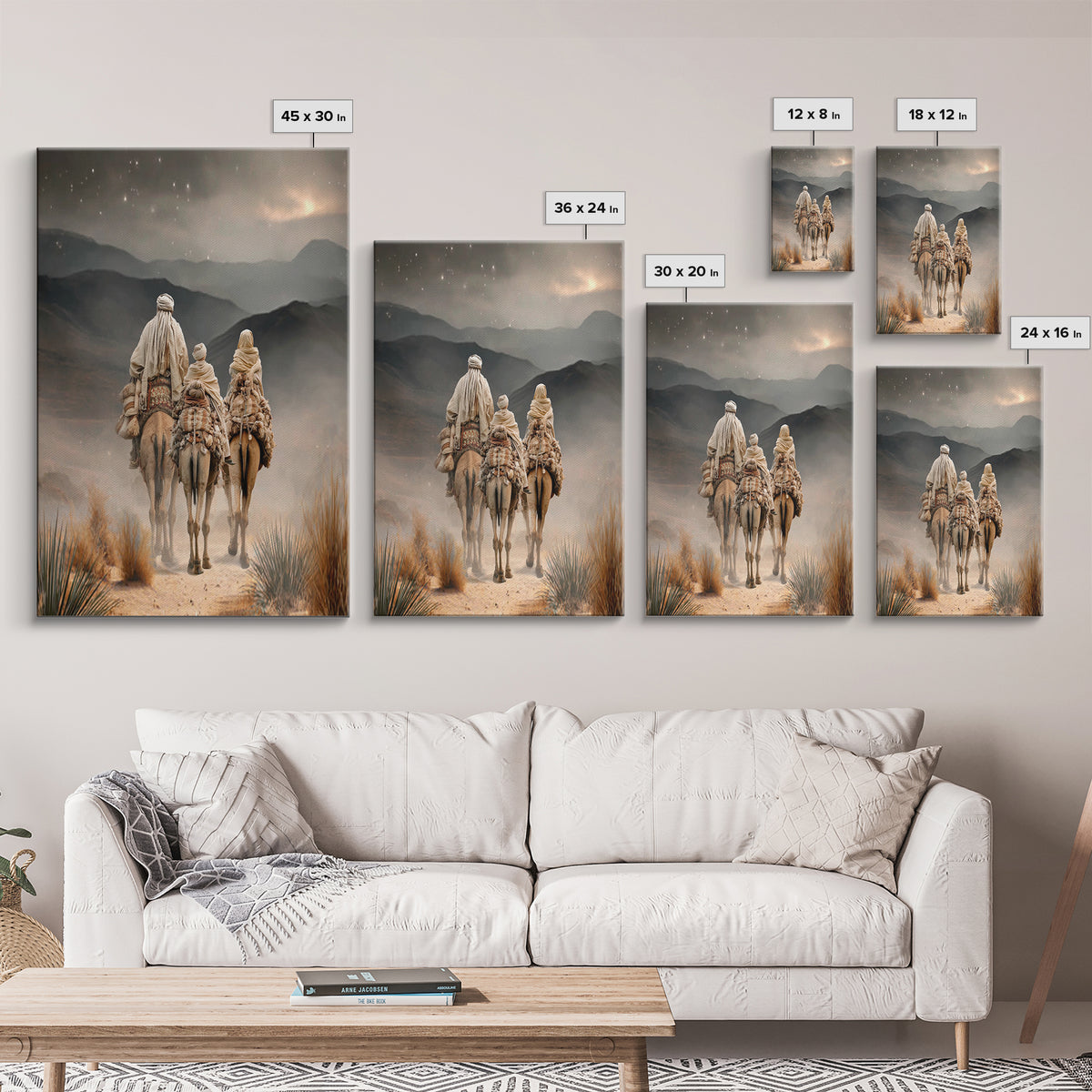 Guiding Star Caravan, Framed Canvas Print, Christian Art Canvas, Christian Christmas Art, Jesus Painting, Christmas Wall Art, Christian Dec