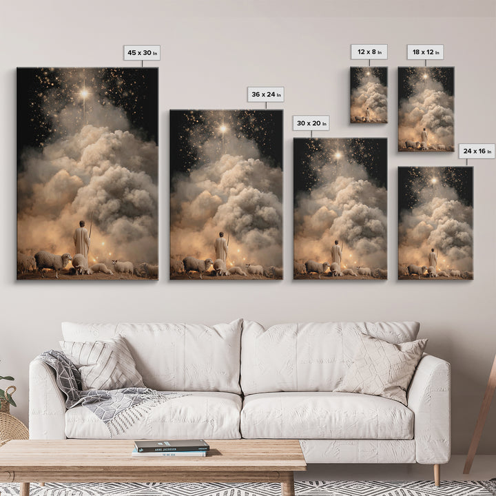 The Guiding Star – Framed Canvas Print – Christian Wall Art – Jesus Painting – Christian Christmas Art – Christian Art Canvas