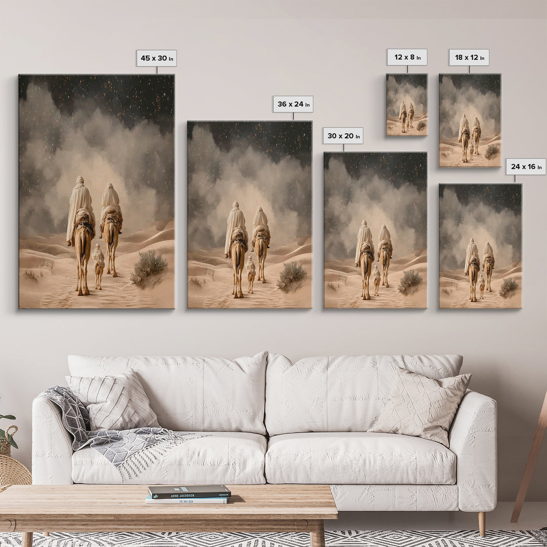 Desert Star Journey, Framed Canvas Print, Christian Art Canvas, Christian Wall Art, Christmas Art, Christian Christmas Art, Jesus Painting