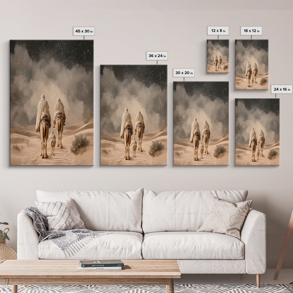 Desert Star Journey, Framed Canvas Print, Christian Art Canvas, Christian Wall Art, Christmas Art, Christian Christmas Art, Jesus Painting