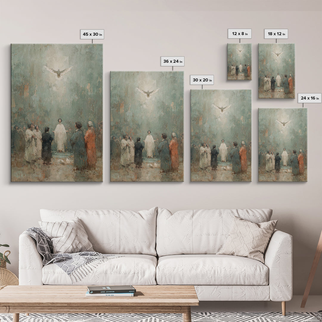 Pentecost Promise, Framed Canvas Print, Christian Art Canvas, Christian Wall Art, Christian Art Work, Christian Paintings, Christian Decor