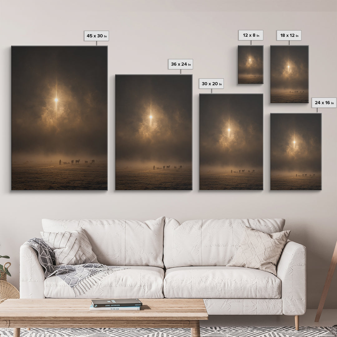 Silent Night Field – Framed Canvas Print – Christian Wall Art – Christian Art Canvas – Christmas Art Prints – Jesus Christmas Art