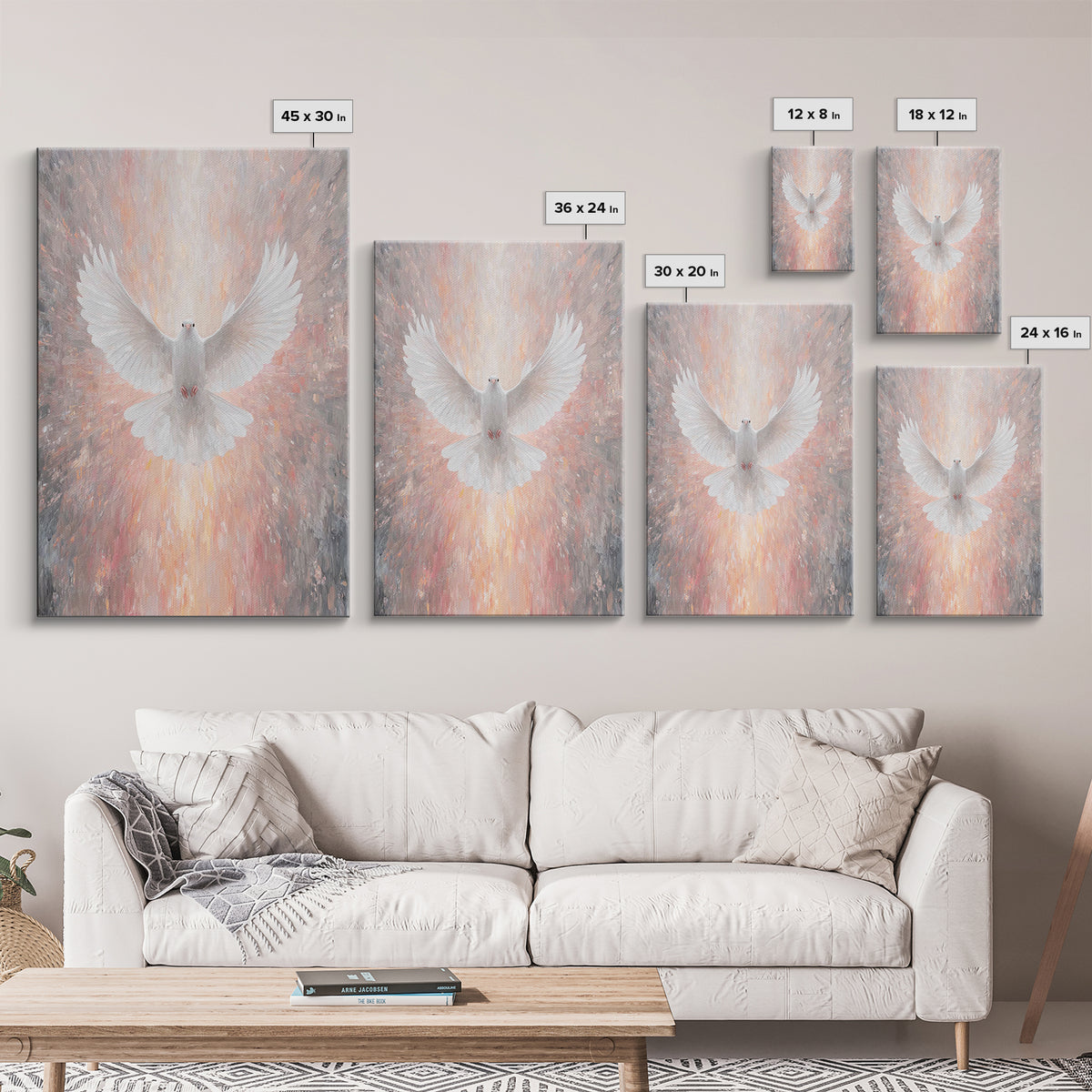 Holy Ascending Dove, Framed Canvas Print, Christian Christmas Art, Christian Wall Art, Christian Art Canvas, Christian Decor, Christian Art
