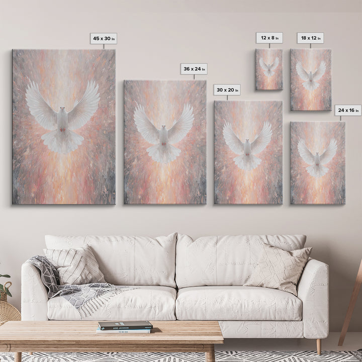 Holy Ascending Dove, Framed Canvas Print, Christian Christmas Art, Christian Wall Art, Christian Art Canvas, Christian Decor, Christian Art