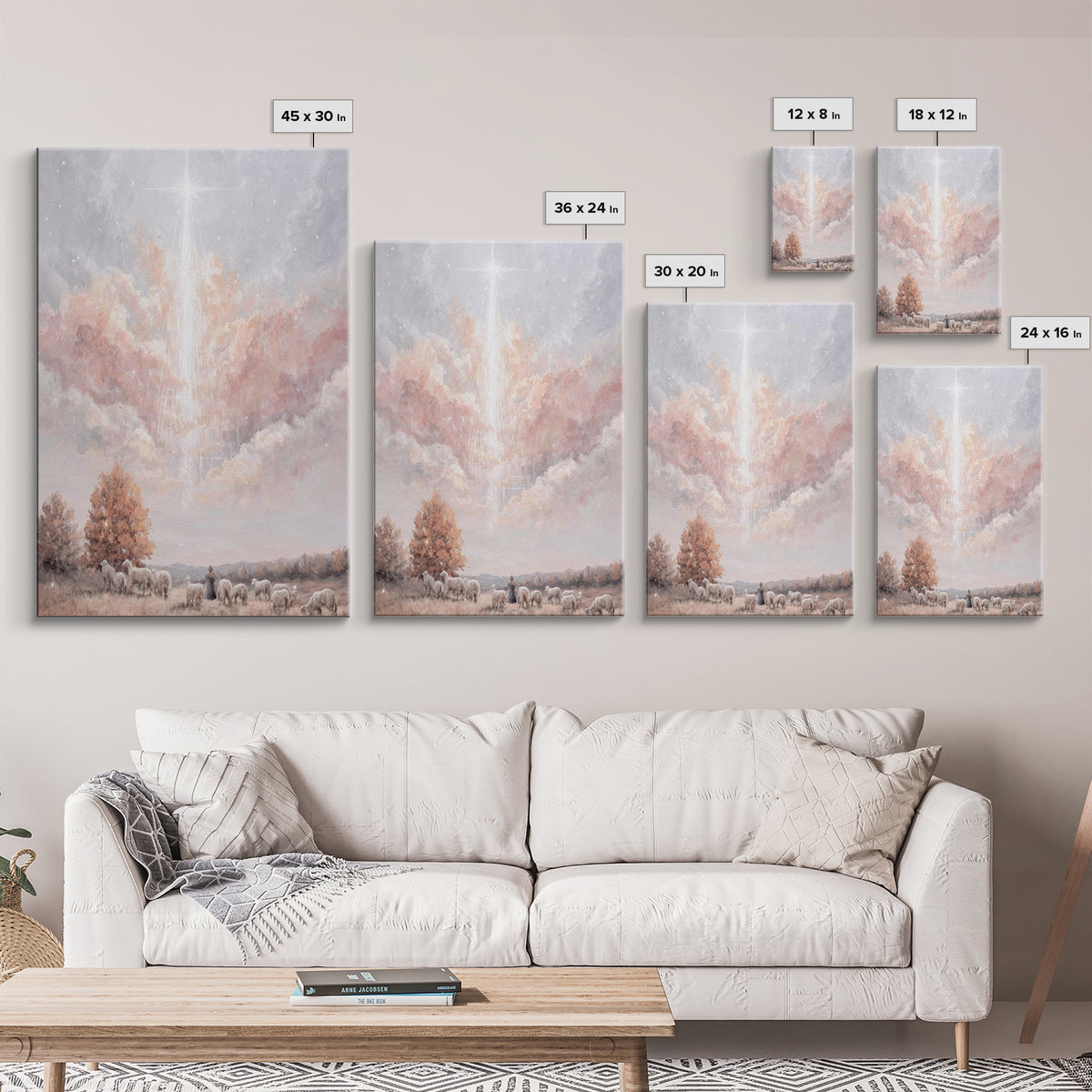 Heavenly Dawn – Framed Canvas Print – Christian Wall Art – Christian Art Canvas – Subtle Christian Art – Christmas Art Prints
