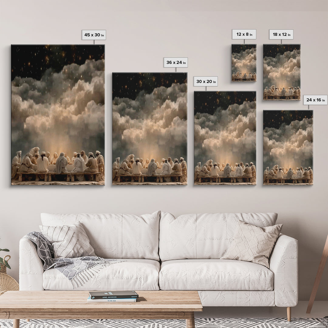 Sacred Evening Table | Framed Canvas Print | Modern Christian Art | Jesus Painting | Christian Art Canvas | Christian Wall Art | Christian