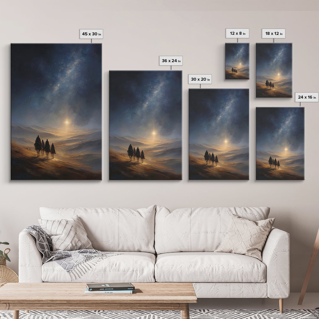 Journey By Starlight, Framed Canvas Print, Christian Christmas Art, Christmas Art, Christian Art Canvas, Christian Wall Art, Christian Deco