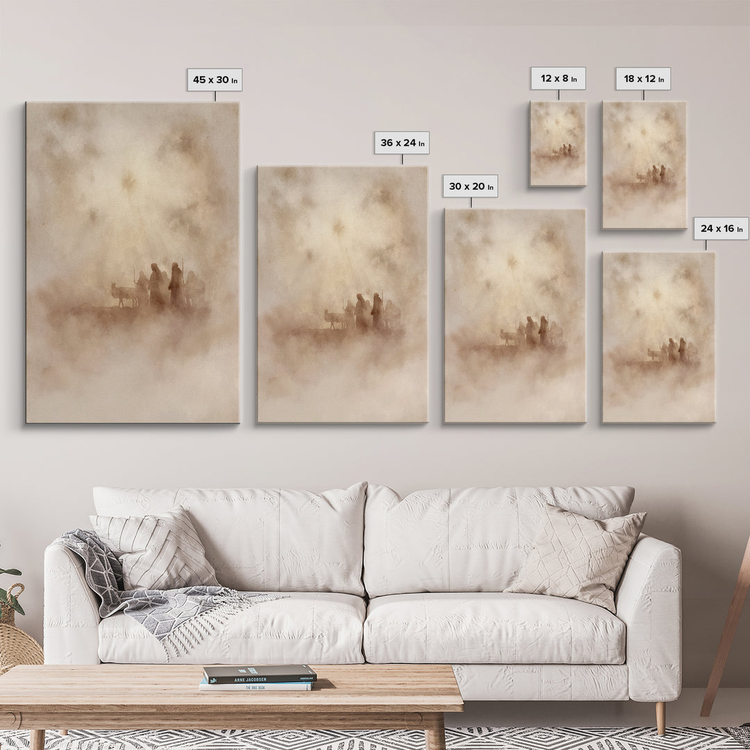 Shepherds of Light – Framed Canvas Print – Christian Wall Art – Christian Art Canvas – Christian Christmas Art – Christmas Wall Art