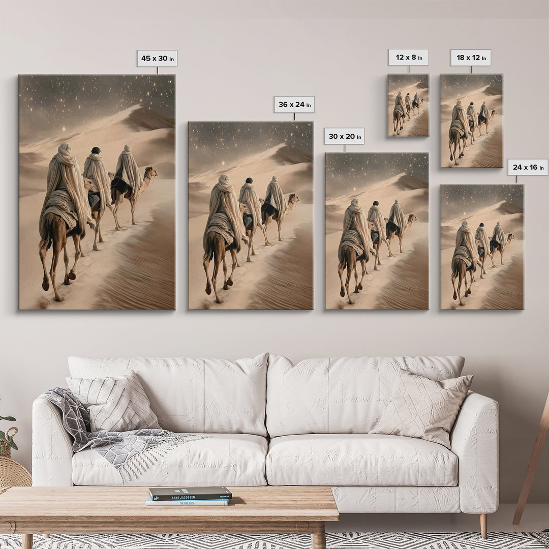 Desert Star Journey | Framed Canvas Print | Christian Art Canvas | Christian Christmas | Christmas Wall Art | Modern Christian Art | Jesus