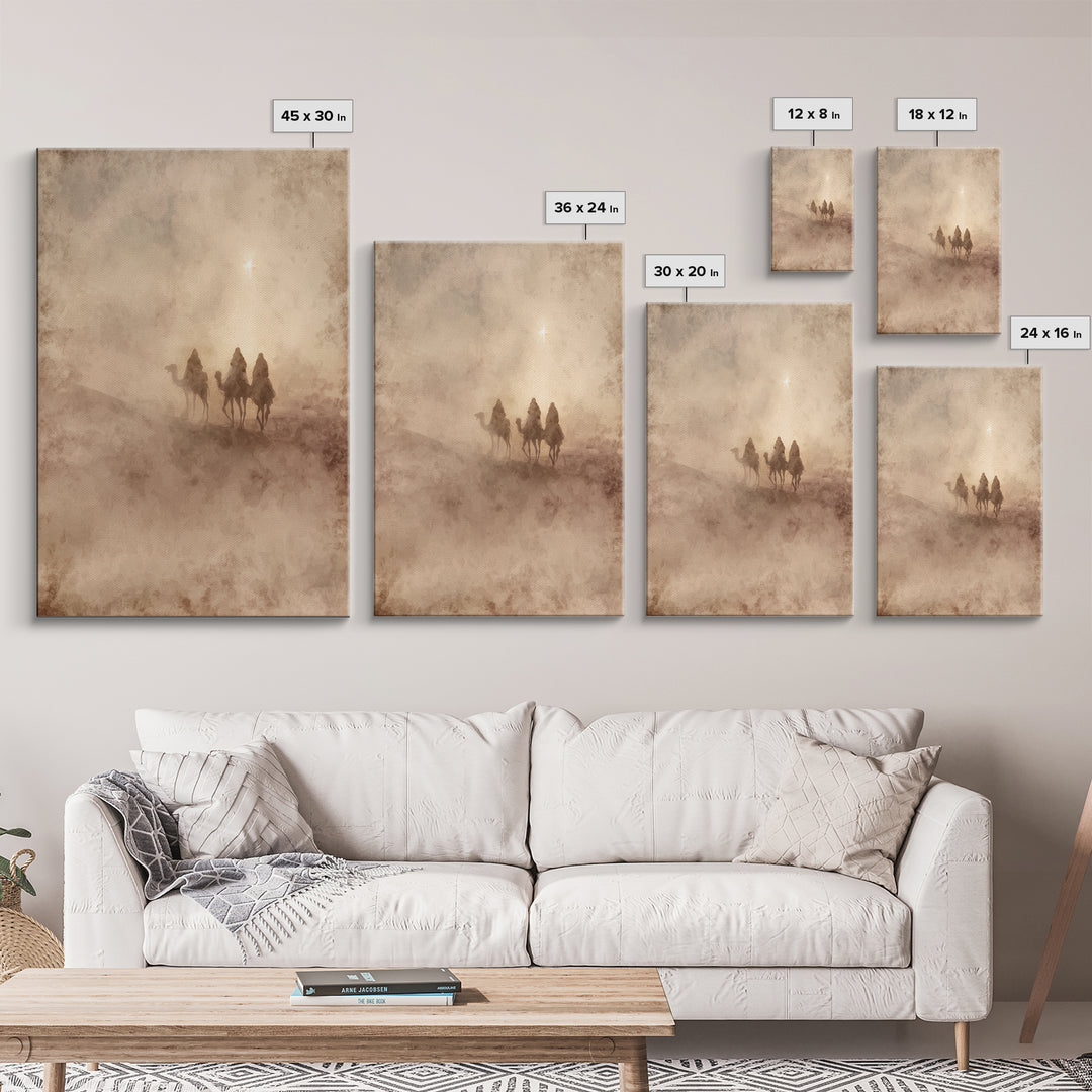 Holy Night Caravan, Framed Canvas Print, Christian Christmas Art, Christian Wall Art, Christmas Canvas Wall Art, Christian Art Canvas, Jesu