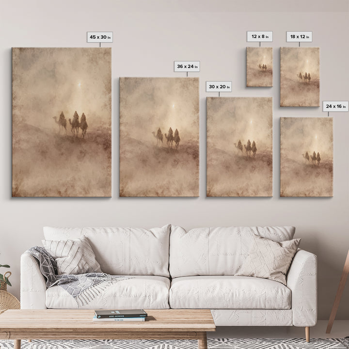 Holy Night Caravan, Framed Canvas Print, Christian Christmas Art, Christian Wall Art, Christmas Canvas Wall Art, Christian Art Canvas, Jesu