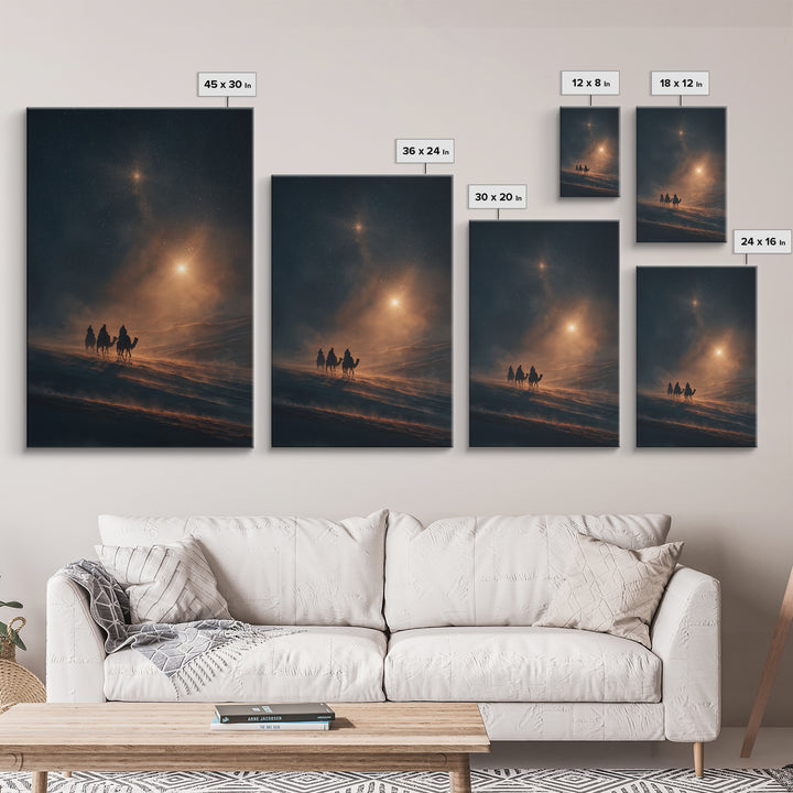 Heavenly Light Rise – Framed Canvas Print – Christmas Wall Art – Christian Art Canvas – Christian Christmas – Jesus Painting – Modern Chris