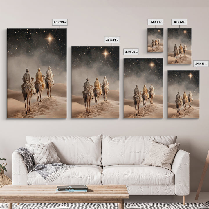 Desert Kings Journey, Framed Canvas Print, Christian Wall Art, Christian Christmas Art, Christian Art Canvas, Christmas Canvas Wall Art, Je