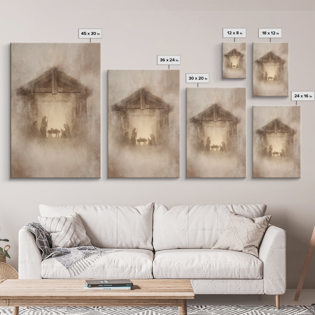 Humble Nativity – Framed Canvas Print – Christian Wall Art – Christian Art Canvas – Christmas Art – Christian Christmas Art – Christian Dec