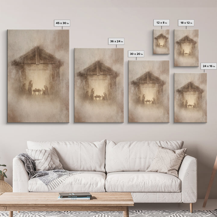 Humble Nativity – Framed Canvas Print – Christian Wall Art – Christian Art Canvas – Christmas Art – Christian Christmas Art – Christian Dec