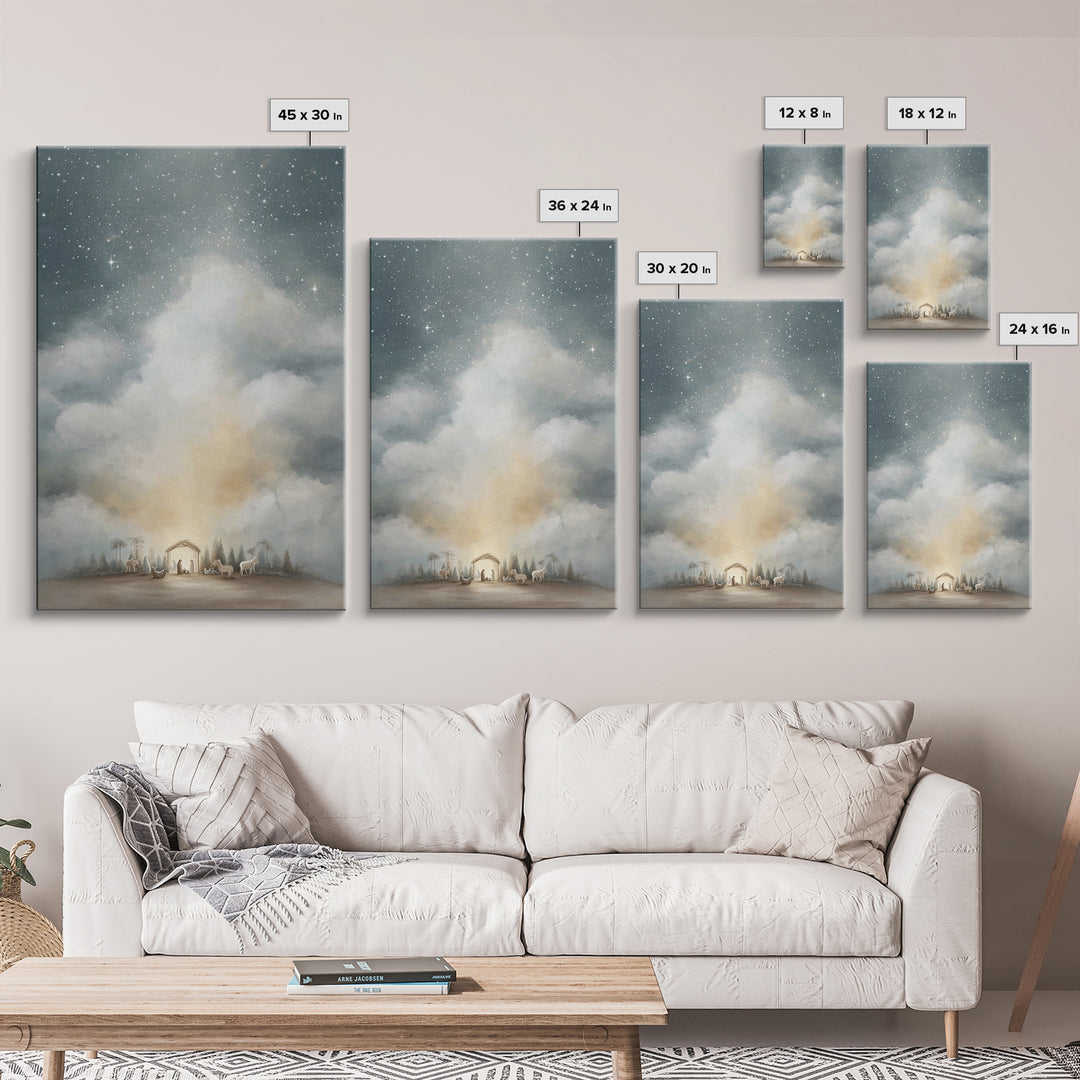 Heavenly Visitation | Framed Canvas Print | Christian Wall Art | Christian Art Canvas | Christmas Art | Christian Christmas Art | Christian