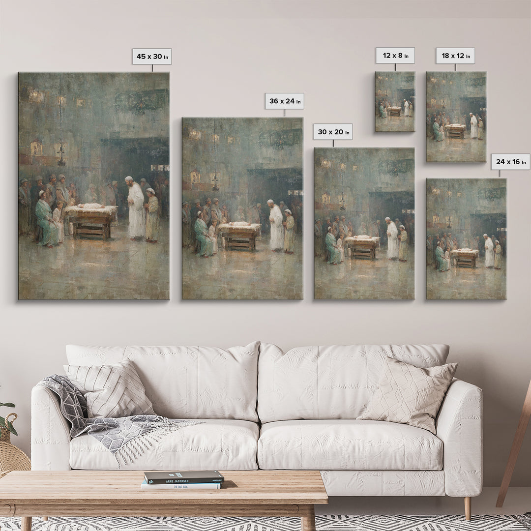Sacred Gathering, Framed Canvas Print, Christian Wall Art, Christian Art Canvas, Christmas Art, Christian Christmas Art, Christian Gift Ide